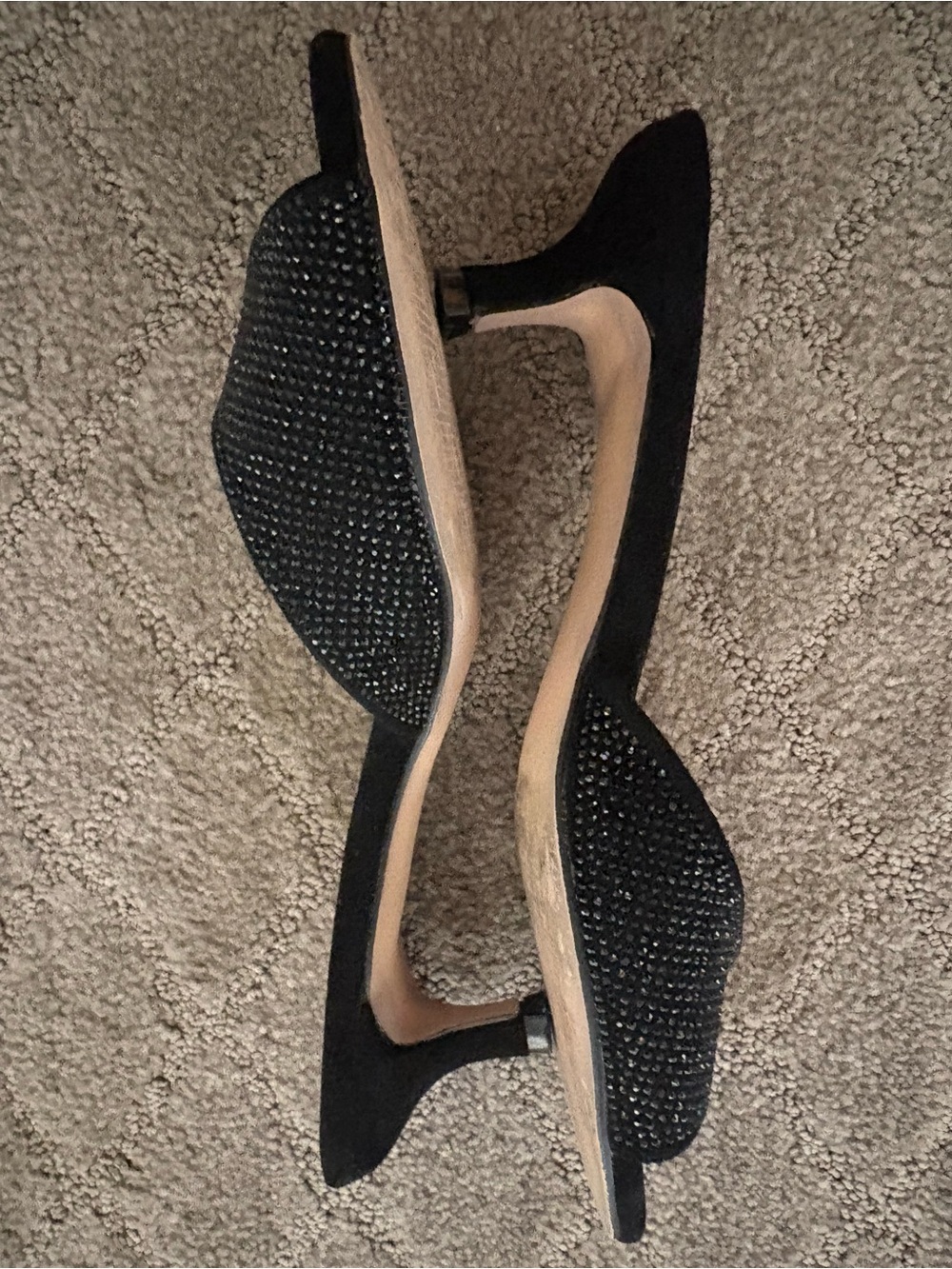 Contigo Black Rhinestone Slide Mules - Picture 3 of 4